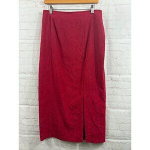 Studio C Skirt Womens Size 12 Red Faux Suede Western Pencil Casual Stretch